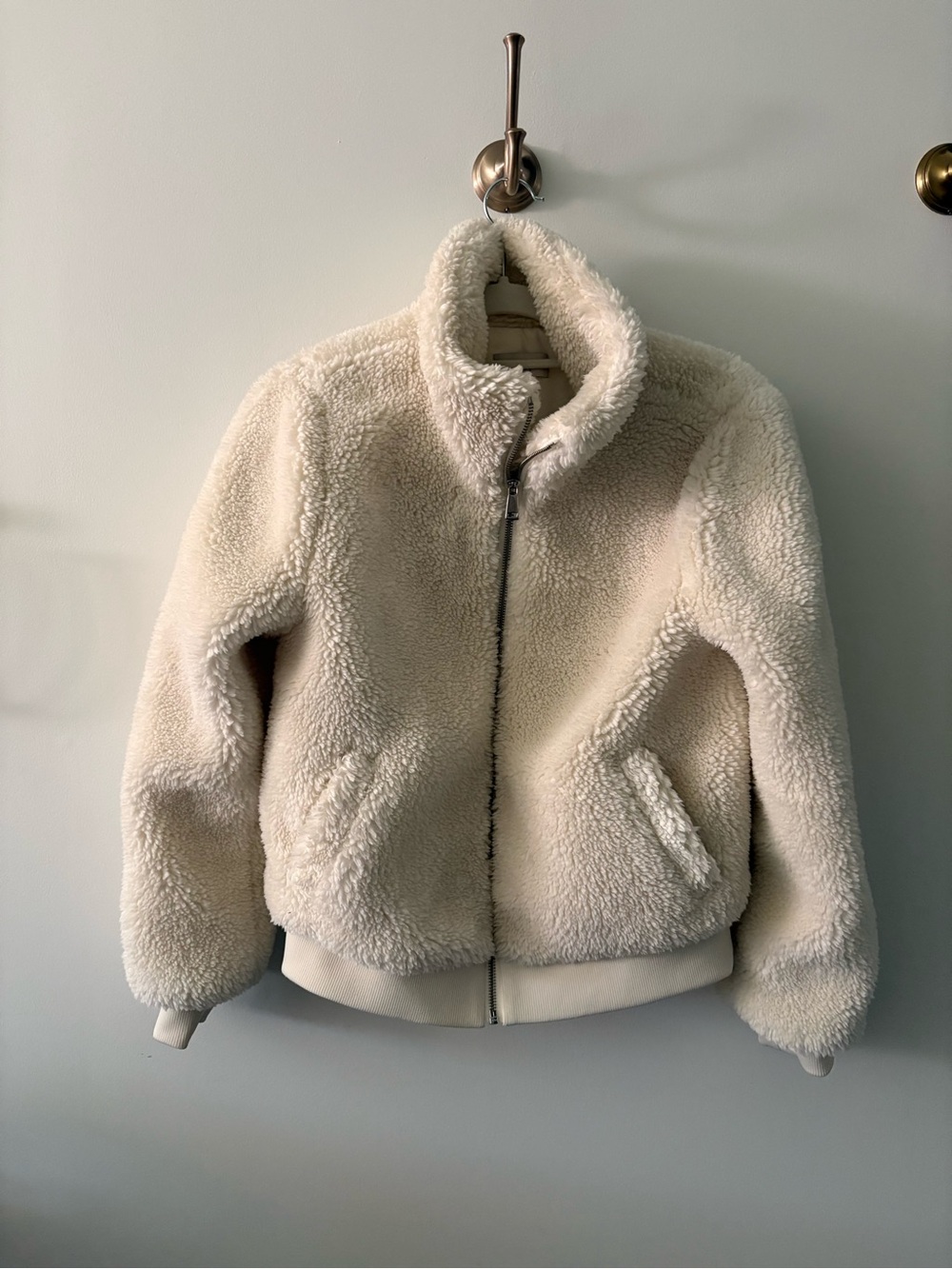 LOFT Cream Sherpa Bomber Jacket